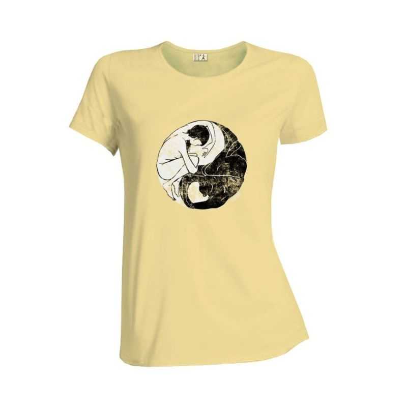 T-shirt "YING & YANG" col rond, coupe féminine, 100% Coton bio