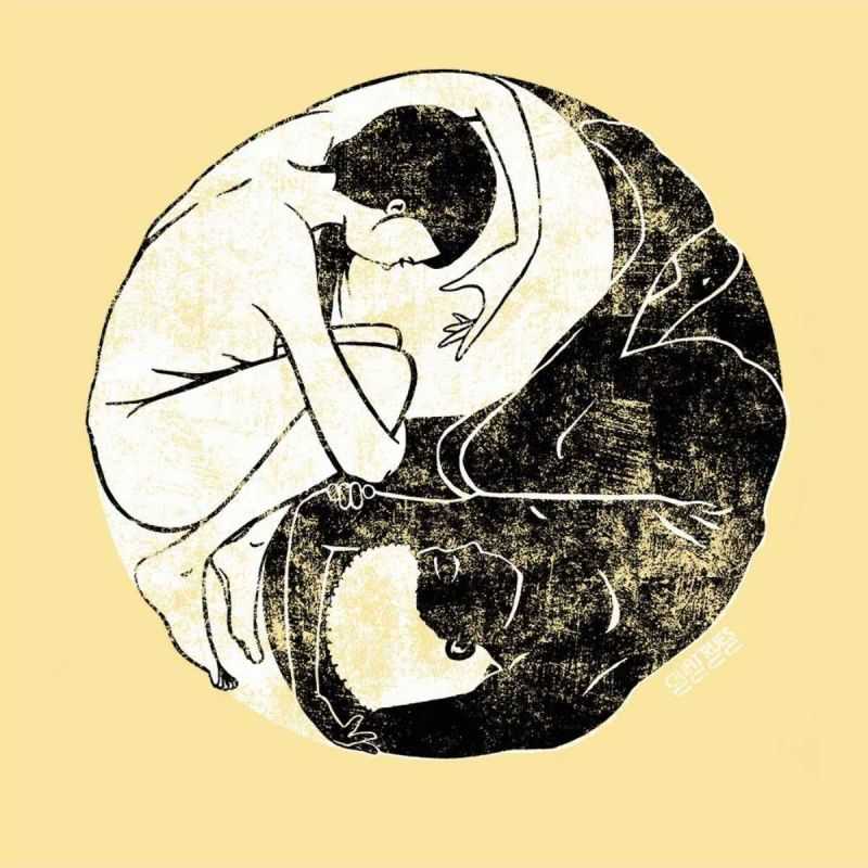 T-shirt "YING & YANG" col rond, coupe féminine, 100% Coton bio