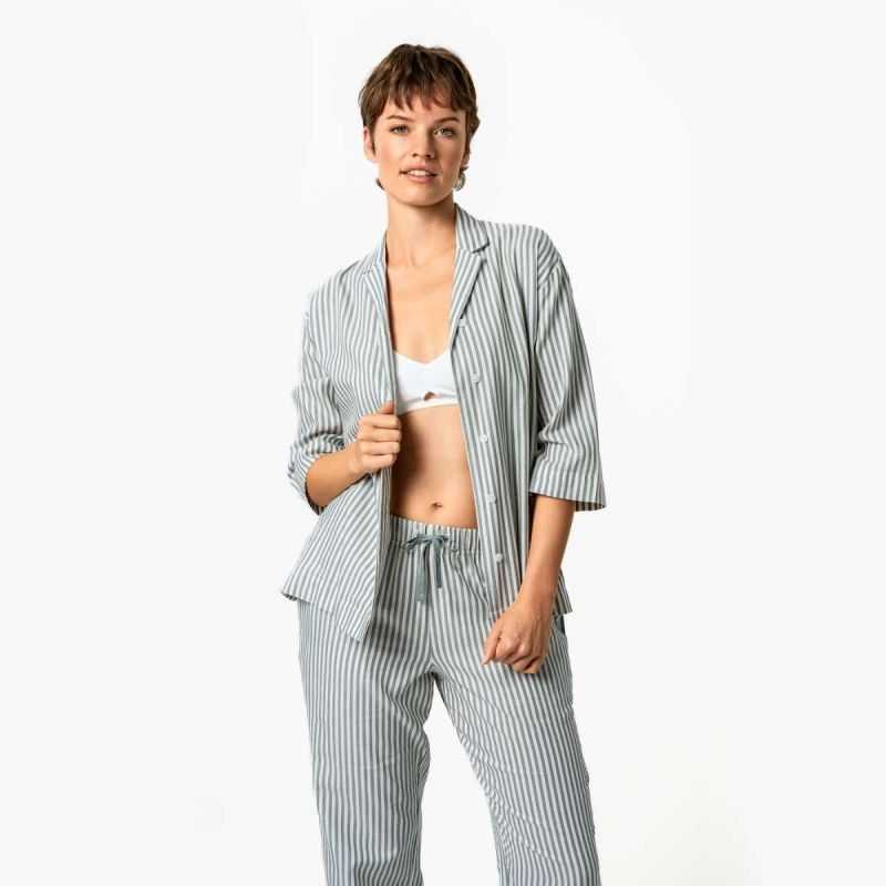 Ensemble de pyjama "TRACEE" à rayures classiques - 100% Coton bio