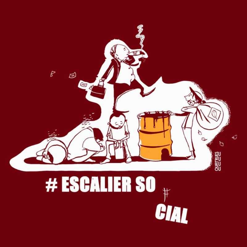 T-shirt "ESCALIER SOCIAL" manches courtes, 100% coton bio