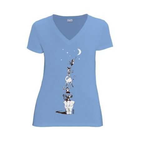 T-shirt "DÉCROCHER LA LUNE" col V, coupe féminine - 100% Coton bio