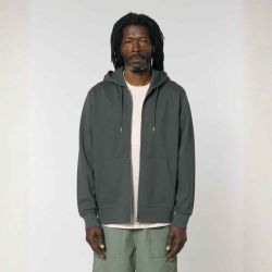 Sweat zippé "VÉLO" à capuche, 100% coton bio