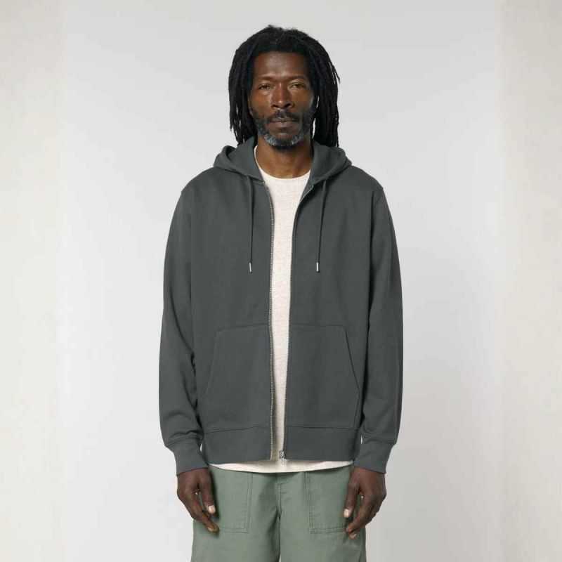 Sweat zippé "VÉLO" à capuche, 100% coton bio