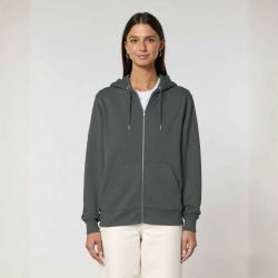 Sweat zippé "VÉLO" à capuche, 100% coton bio