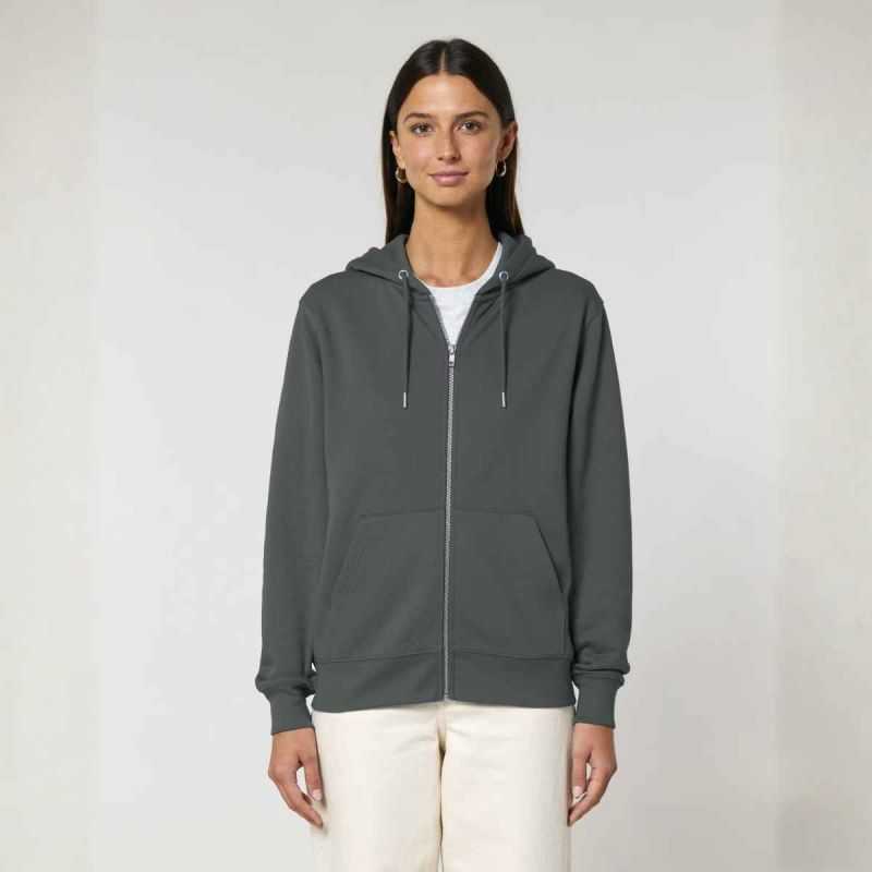 Sweat zippé "VÉLO" à capuche, 100% coton bio