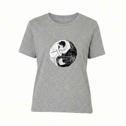 T-shirt "YING & YANG" col rond, coupe féminine, 100% Coton bio