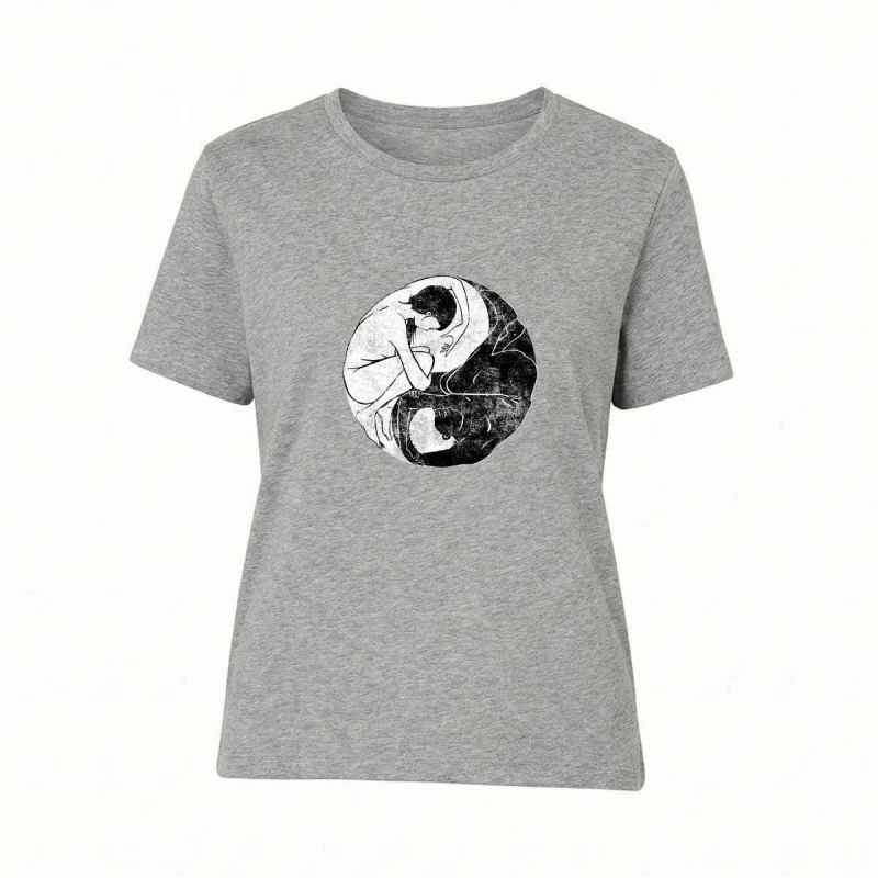 T-shirt "YING & YANG" col rond, coupe féminine, 100% Coton bio