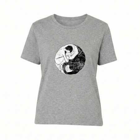 T-shirt "YING & YANG" col rond, coupe féminine, 100% Coton bio