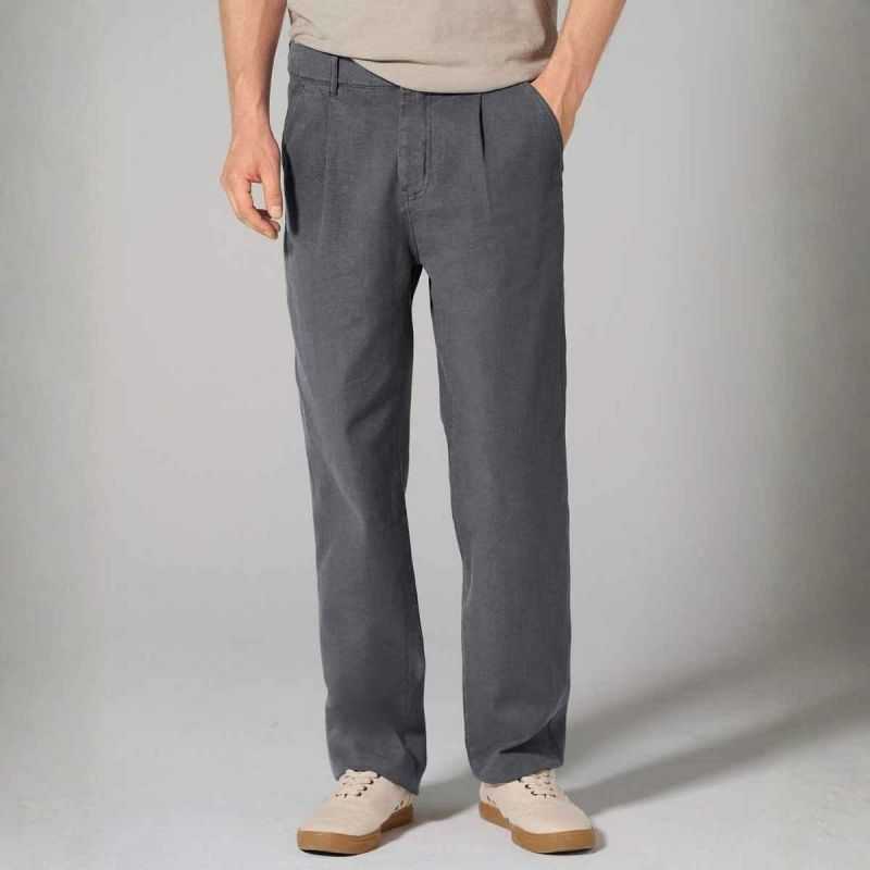 Pantalon coupe droite à pinces - Chanvre et coton bio