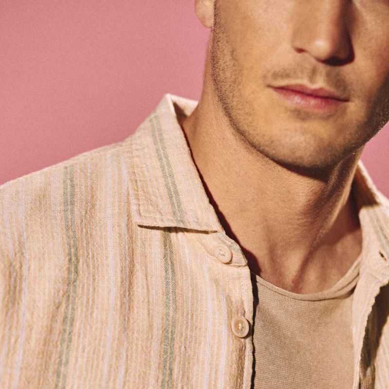 Chemise rayée à manches courtes – Chanvre et coton bio