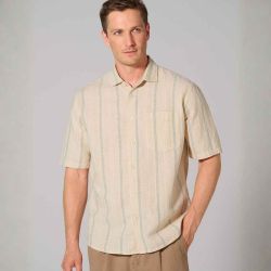 Chemise rayée à manches courtes – Chanvre et coton bio