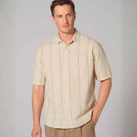 Chemise rayée à manches courtes – Chanvre et coton bio