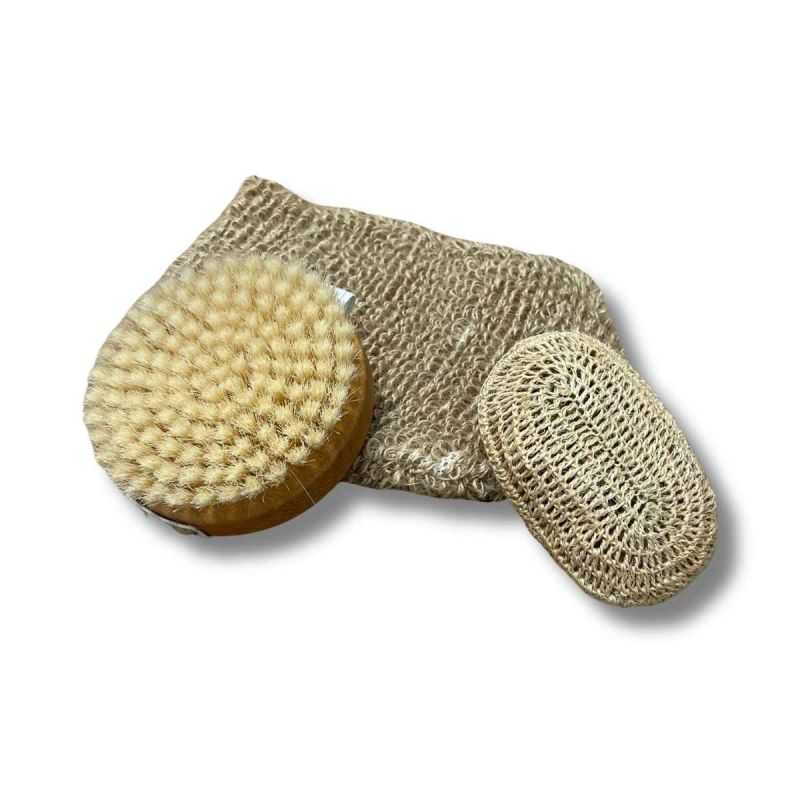 Coffret SPA - Gant et brosse massage, galet exfoliant