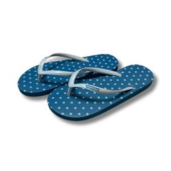 Tongs "MADERE" - Semelle bleue, pois gris - Strap gris