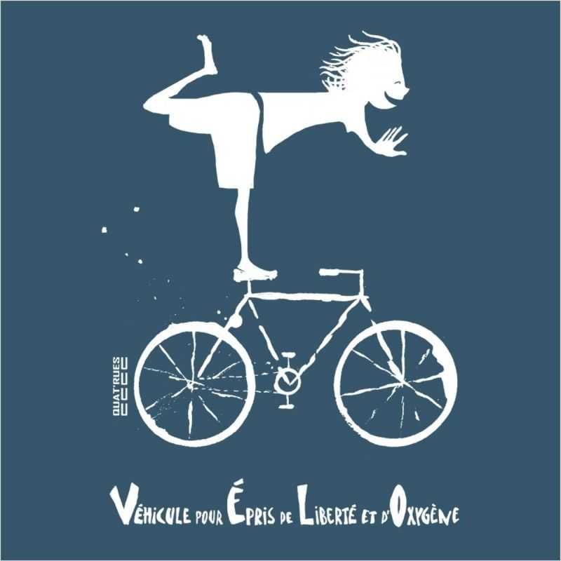 T-shirt "VÉLO" col V, coupe féminine - 100% Coton bio