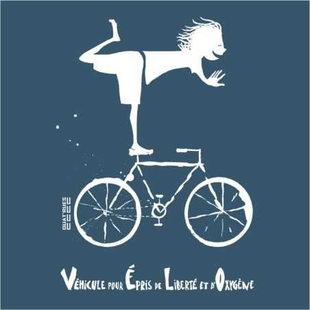 T-shirt "VÉLO" col V, coupe féminine - 100% Coton bio