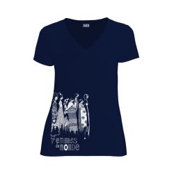 T-shirt "FEMMES DU MONDE" col V, coupe féminine - 100% Coton bio