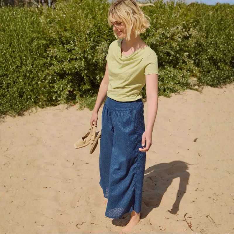 Pantalon ample "SONIAA" brodé - 100% Coton bio