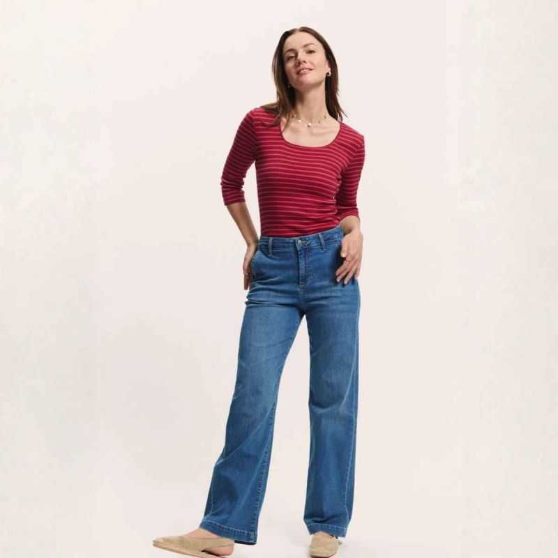 Jeans large "DORAA" en denim stretch - Coton bio