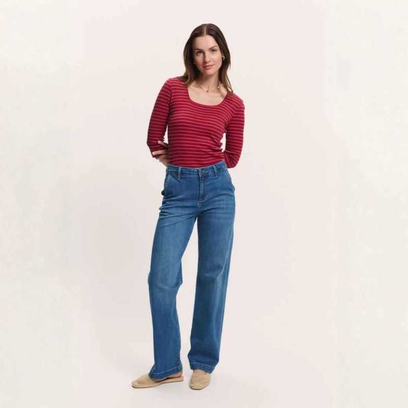 Jeans large "DORAA" en denim stretch - Coton bio