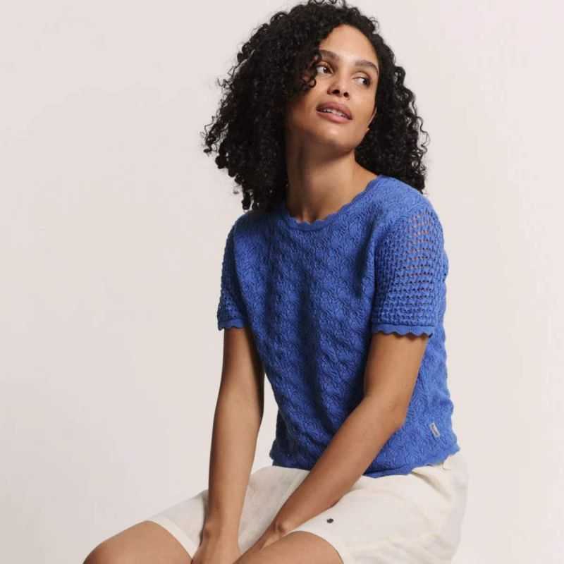 Haut pull en maille ajourée "EMMAA" - 100% Coton bio