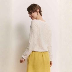 Pull court "IDAA" en maille structurée - 100% Coton bio