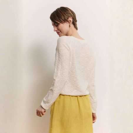 Pull court "IDAA" en maille structurée - 100% Coton bio