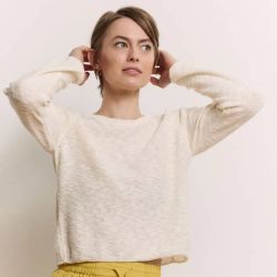 Pull court "IDAA" en maille structurée - 100% Coton bio