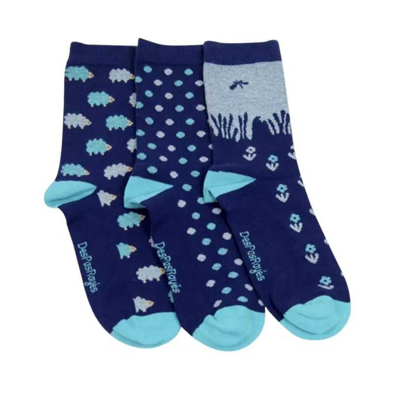 Ensemble 3 chaussettes bleues et dépareillées Moutons Ensemble 3 chaussettes bleues et dépareillées Moutons