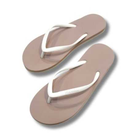 Tongs "FLORENCE" - Semelle sable & crème - Strap noix de coco