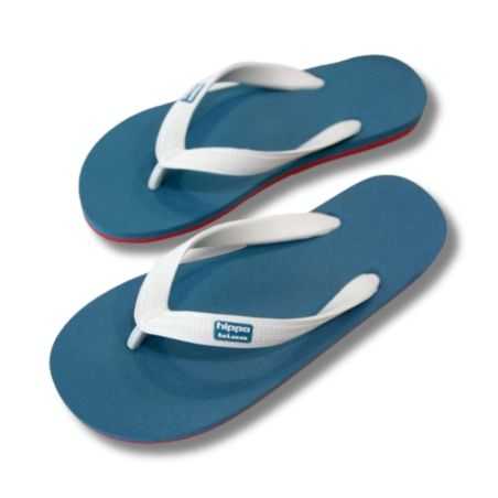 Tongs "MARSEILLE" - Semelle bleue et rouge - Strap blanc