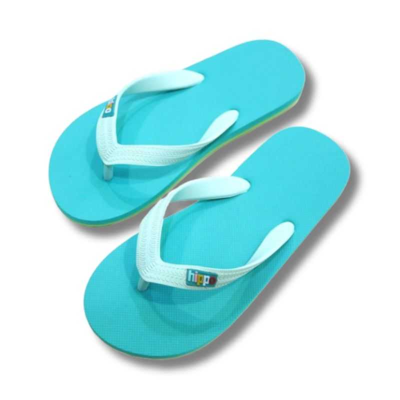Tongs "QUIMPER" - Semelle bleue et verte - Strap bleu clair