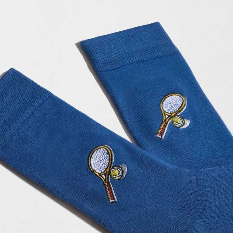 Chaussettes "TENNIS" motif brodé - Coton bio