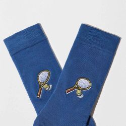 Chaussettes "TENNIS" motif brodé - Coton bio