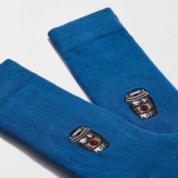 Chaussettes "CAFÉ" motif brodé - Coton bio