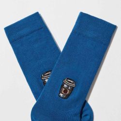 Chaussettes "CAFÉ" motif brodé - Coton bio