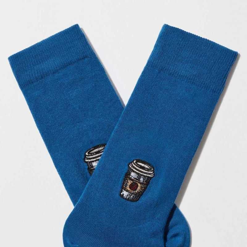 Chaussettes "CAFÉ" motif brodé - Coton bio