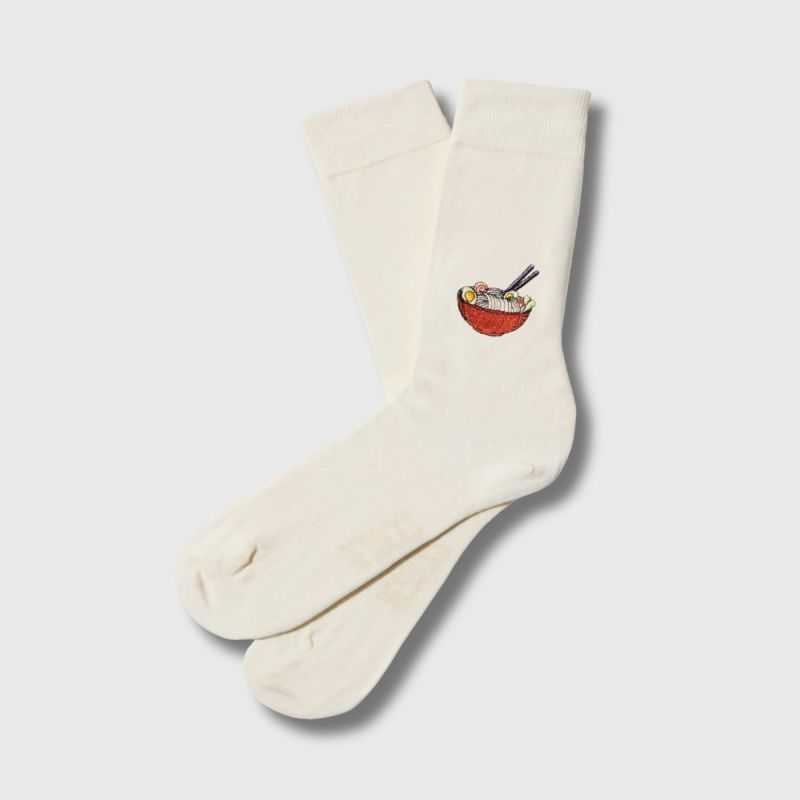 Chaussettes "RAMEN" motif brodé - Coton bio