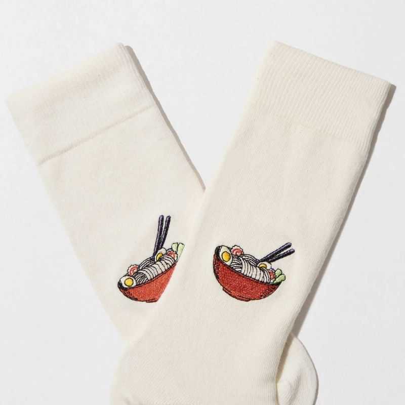 Chaussettes "RAMEN" motif brodé - Coton bio