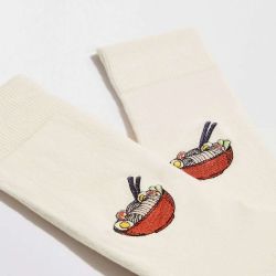 Chaussettes "RAMEN" motif brodé - Coton bio