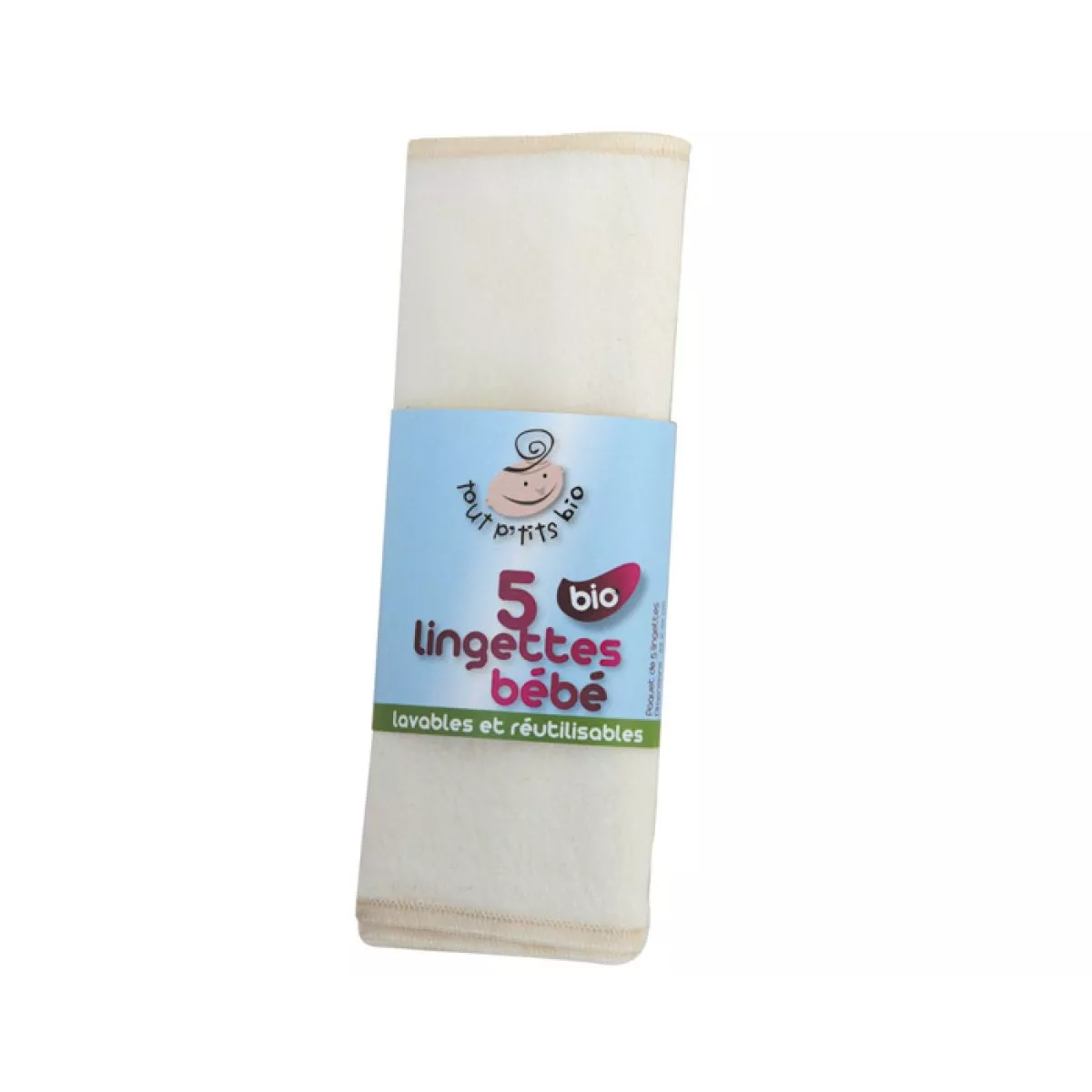 Lingettes bébé réutilisables, lot de 20, en coton biologique