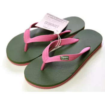 Tongs vertes kaki et rose