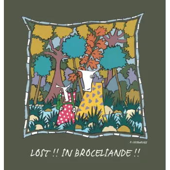 Tee-shirt kaki coton bio lost in Brocéliande