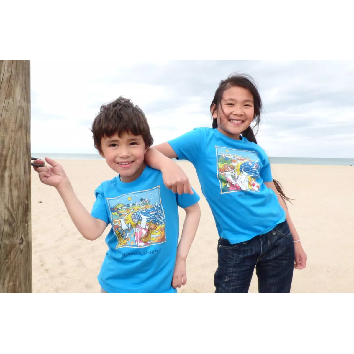 Tee-shirt bio bleu azur Holidays in Chausey