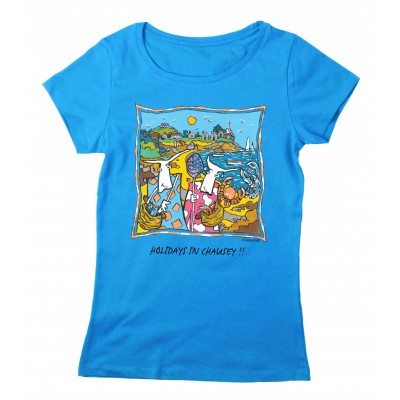 Tee-shirt femme bleu azur îles Chausey