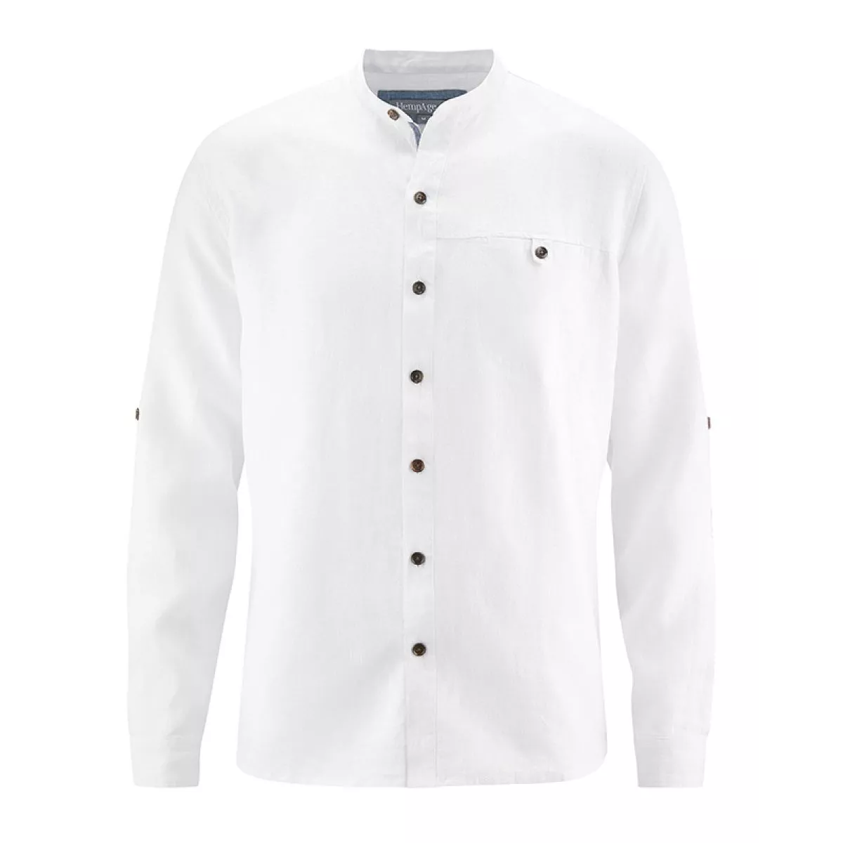 Chemise col mao chanvre véritable homme blanc