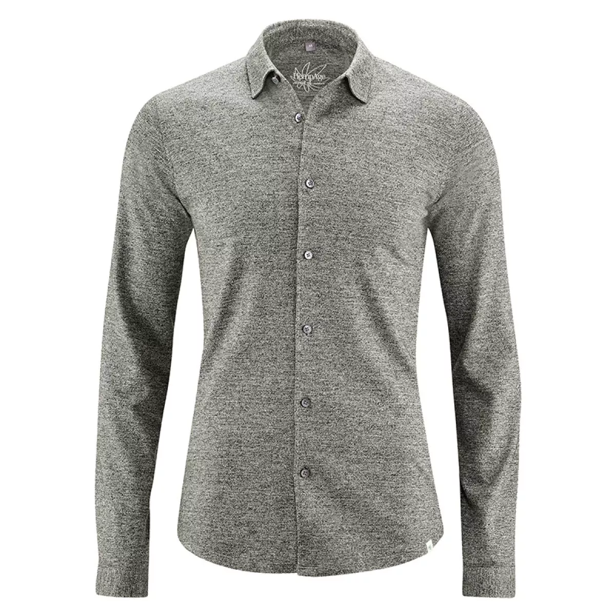 Chemise manches longues jersey coton bio chanvre mélange gris noir