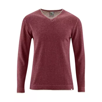 Pull homme col V coton bio chanvre marron rouge chestnue