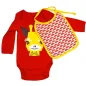 Body manches longues et bavoir coton bio rouge Girafe Body manches longues et bavoir coton bio rouge Girafe