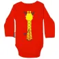 Body manches longues et bavoir coton bio rouge Girafe Body manches longues et bavoir coton bio rouge Girafe